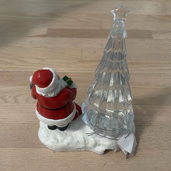 NIB RAZ Imports Lighted Swirling Silver Glitter Tree with Santa - Picture 5 of 5